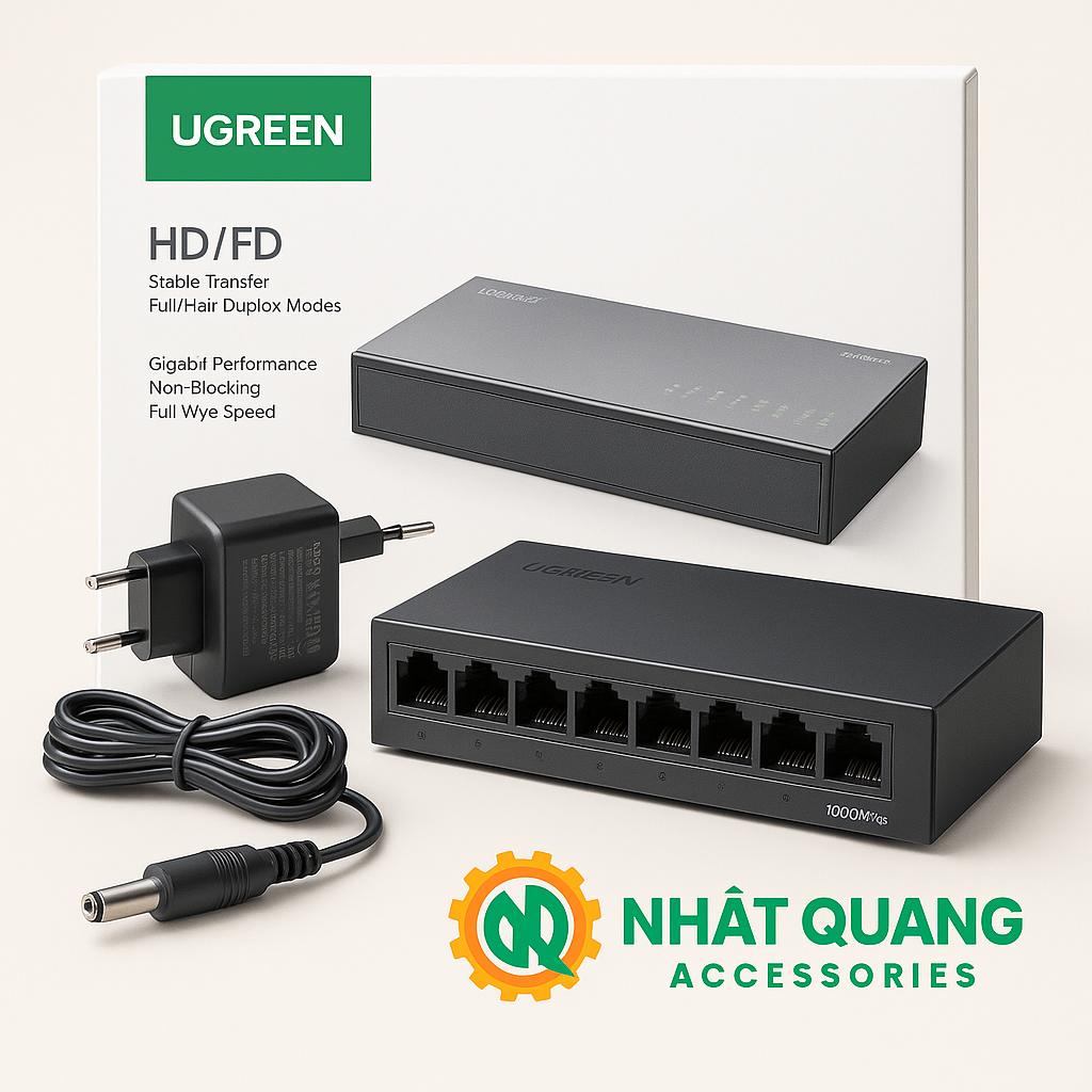 Switch Mạng 8 Cổng Gigabit Ugreen 35499EU - Chia Mạng Ổn Định, Siêu Tốc Độ 1000Mbps